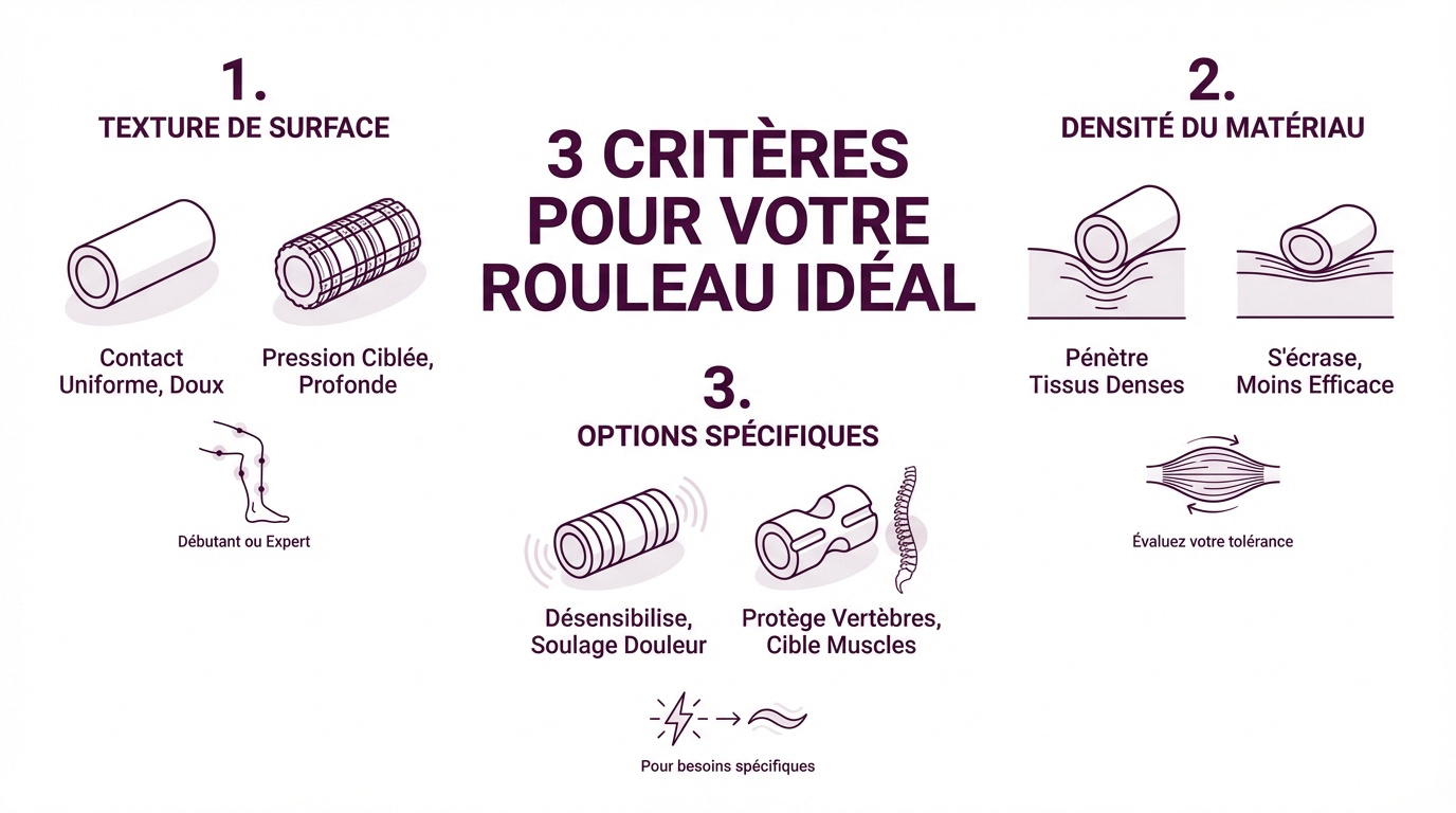 Comparaison entre rouleau de massage lisse et à relief