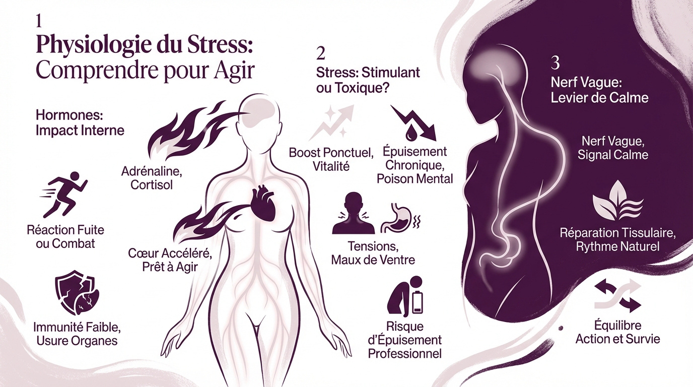 Illustration des mécanismes biologiques du stress et du système nerveux pour le bien-être