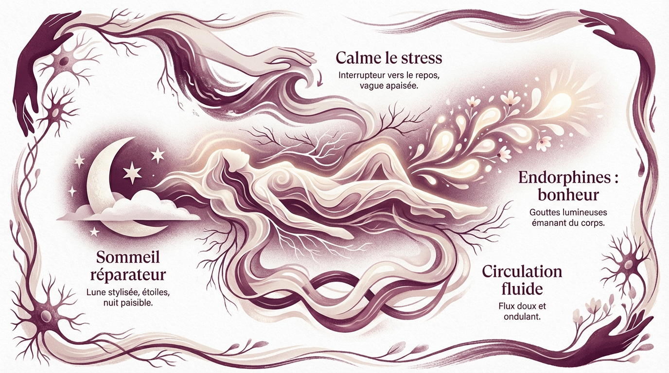 Illustration des points de pression pour l'auto-massage et la relaxation nerveuse
