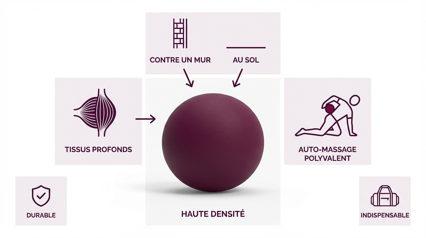 Balle de massage en caoutchouc haute densité pour le soulagement des points de tension musculaires