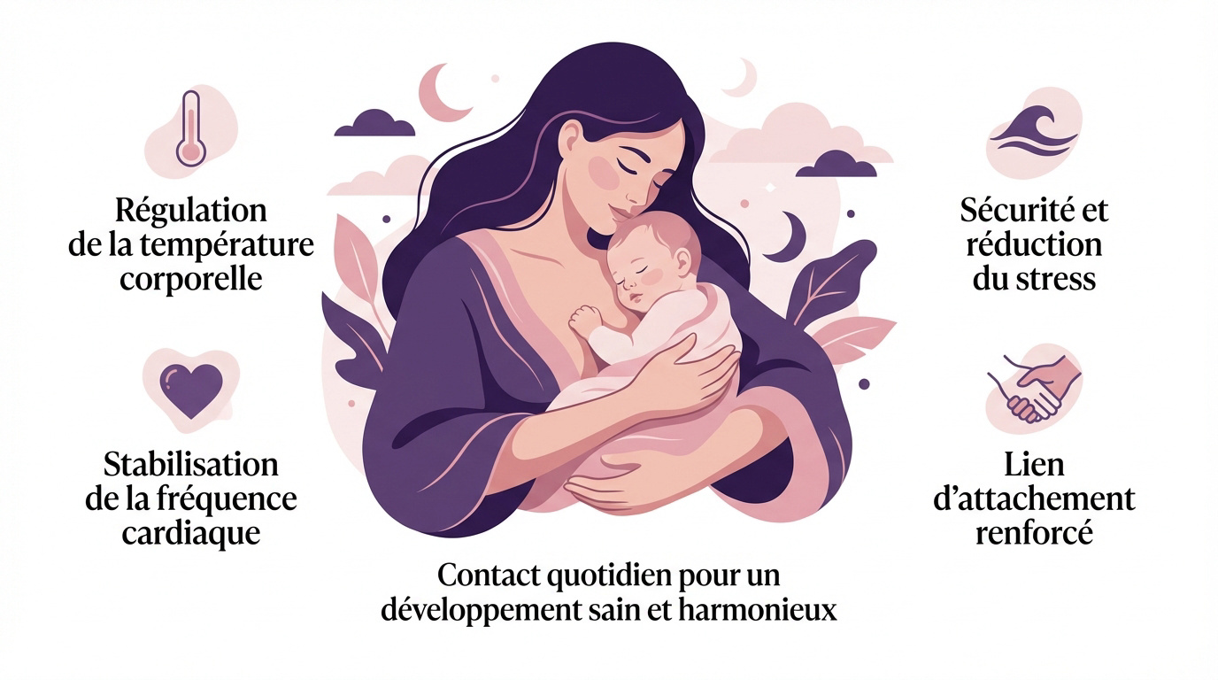 Parent pratiquant le contact peau à peau avec son nouveau-né