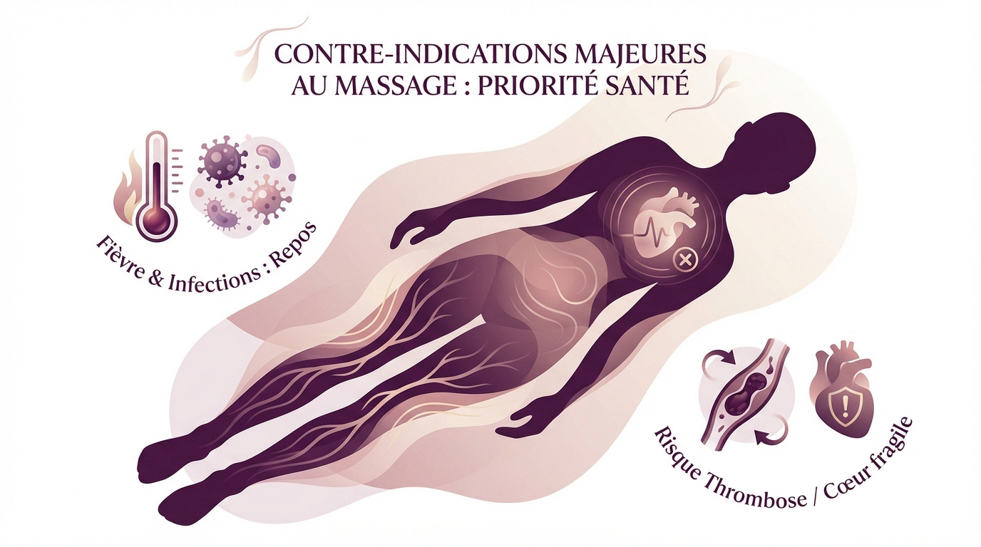 Schéma des contre-indications majeures au massage pour la sécurité du client