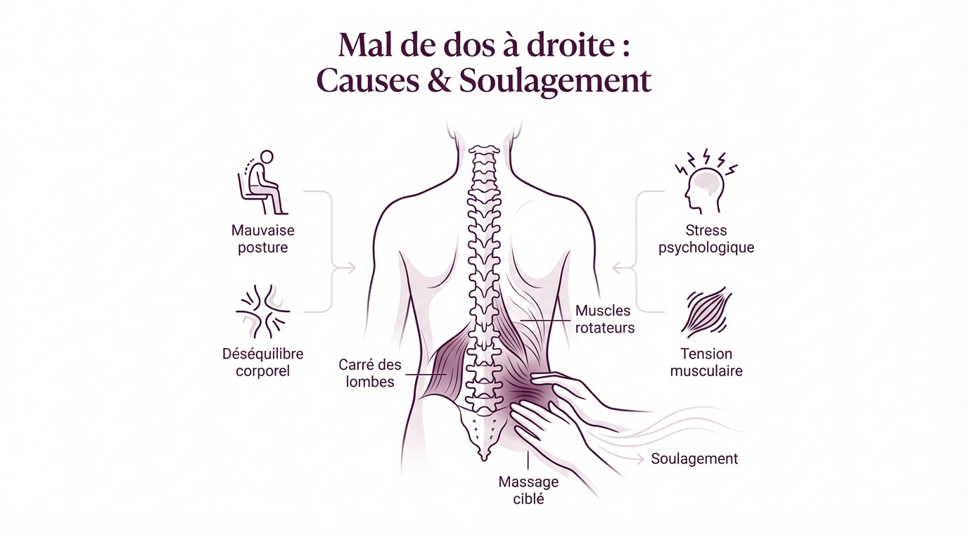 Massage ciblé pour soulager une douleur au bas du dos à droite