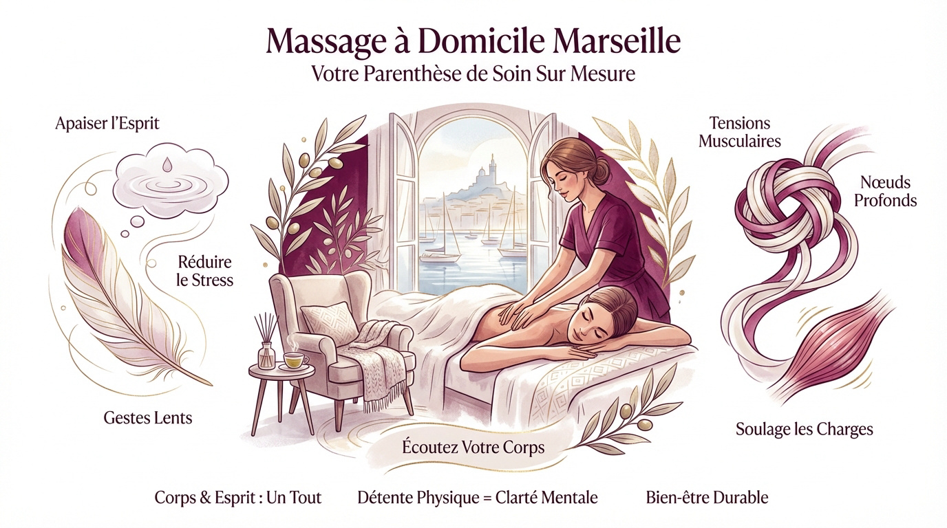 Séance de massage relaxant à domicile dans un salon à Marseille