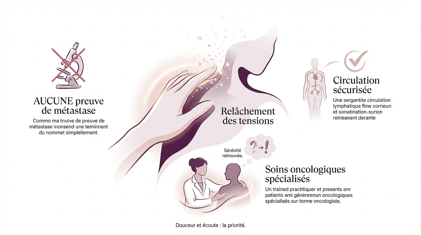 Séance de massage oncologique pratiquée avec douceur et bienveillance