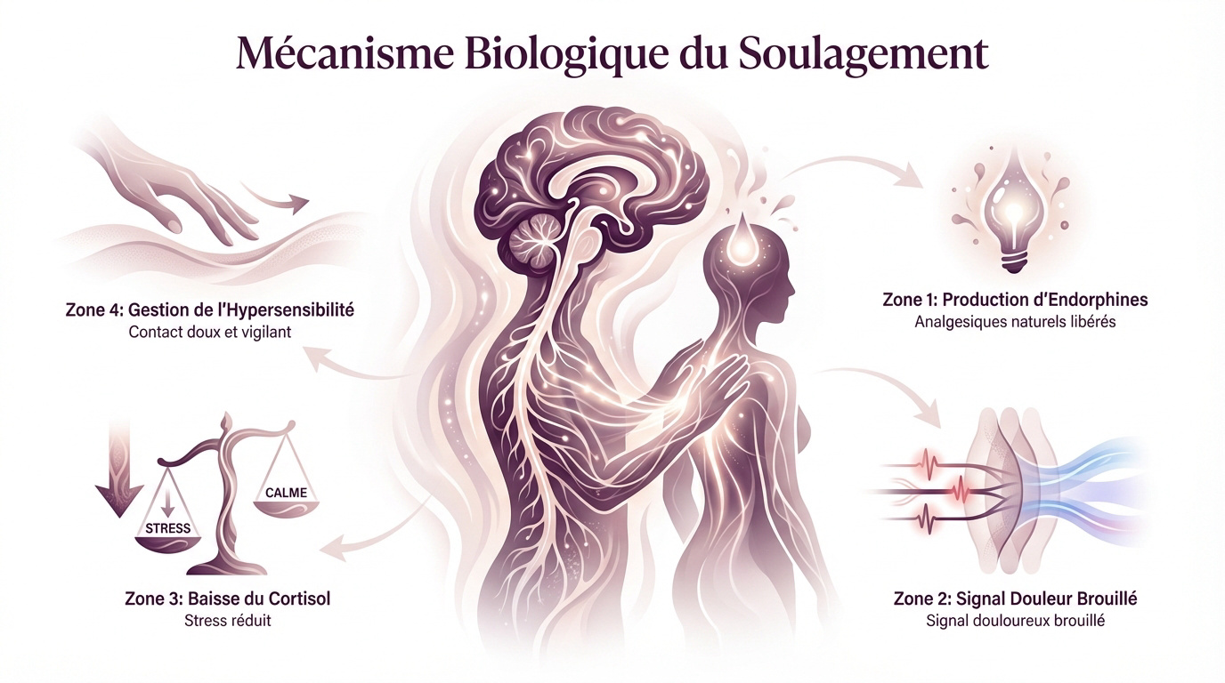 Illustration des mécanismes biologiques du soulagement par le massage