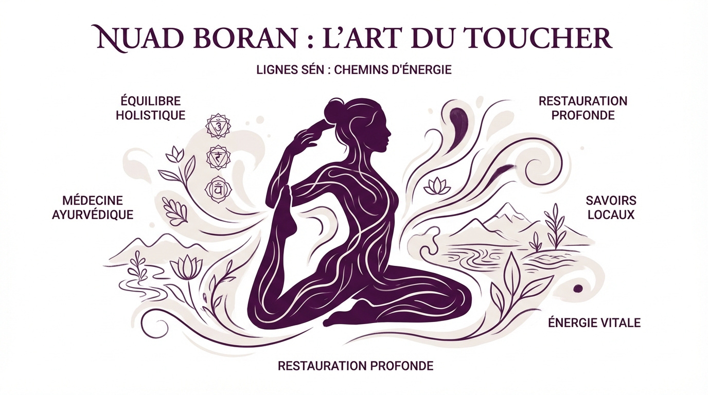 Praticienne effectuant un massage thaï traditionnel Nuad Boran sur un matelas au sol