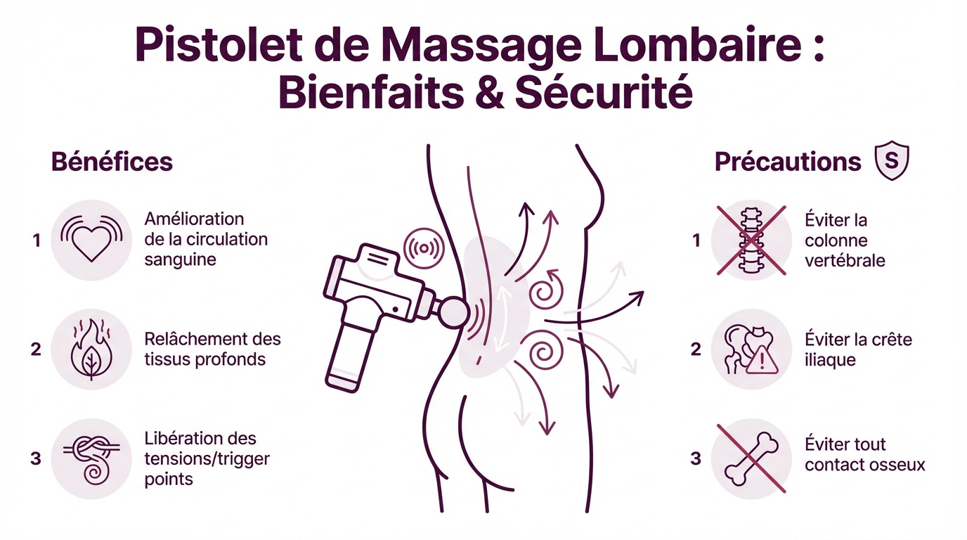 Massage du bas du dos avec un pistolet à percussion