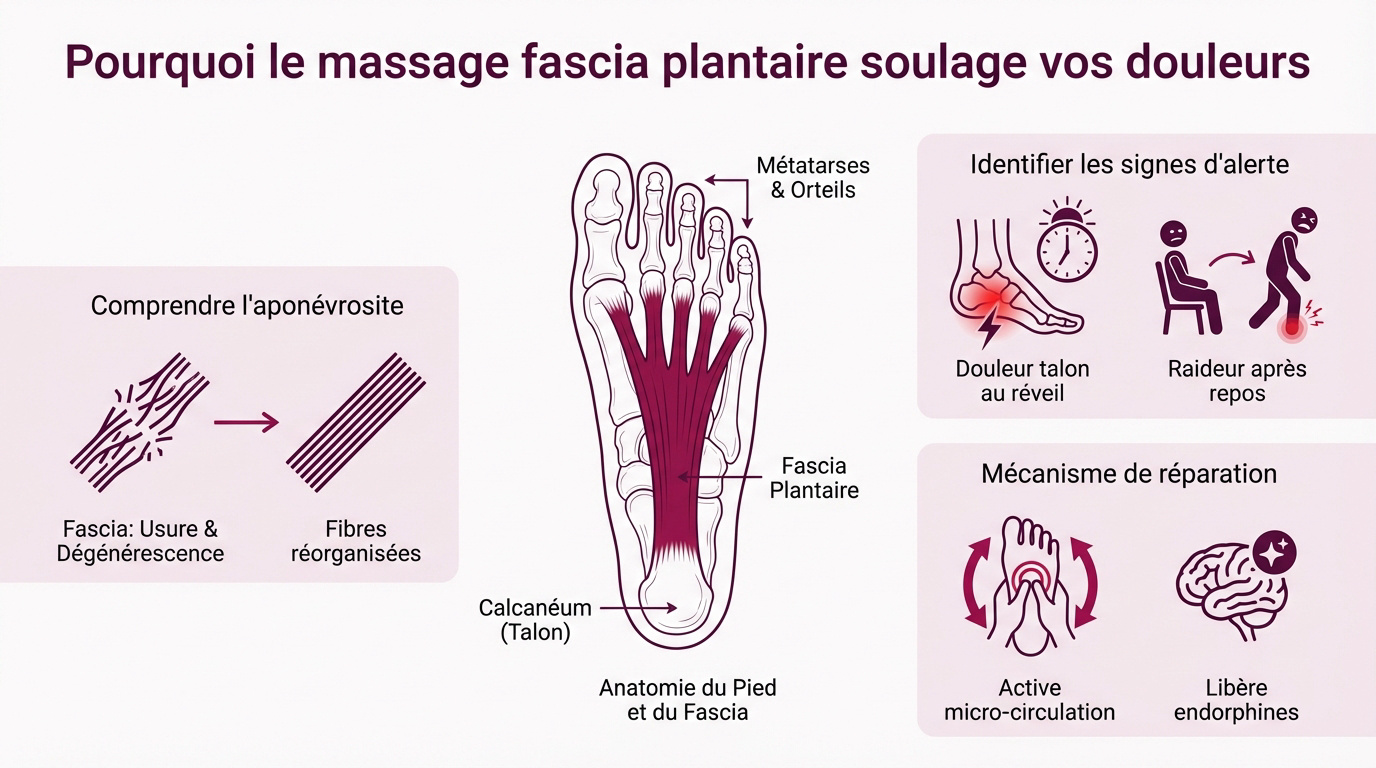 Massage manuel de la voûte plantaire pour soulager une douleur au talon